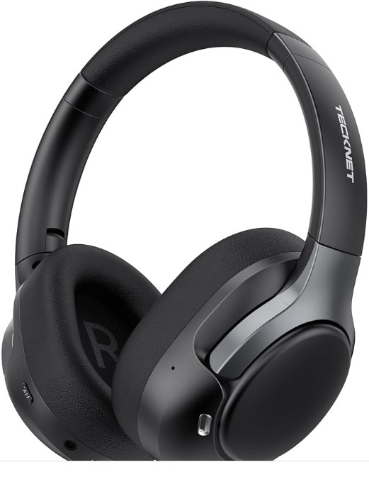 TECKNET Active Noise Cancelling Headphones, wireless headphones bluetooth 6.0, 70H Playtime and 6 EQ Music Modes with 3.5mm Cord, over ear headphones wireless & Wired for Home Travel Office, Black